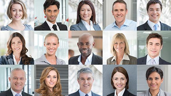 diverse business people faces